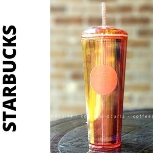 Starbucks Orange Iridescent Prism Dome Cup NWT